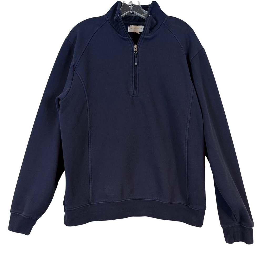 Cutter & Buck Mens XL Navy Blue Quarter Zip Fleece Pullover Sweatshirt Mock Neck